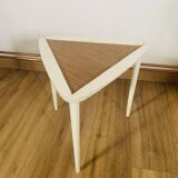 table basse tripode blanche et bois Arthur Umanoff