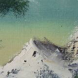 Oil painting on canvas landscape vintage mountains