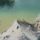 Oil painting on canvas landscape vintage mountains