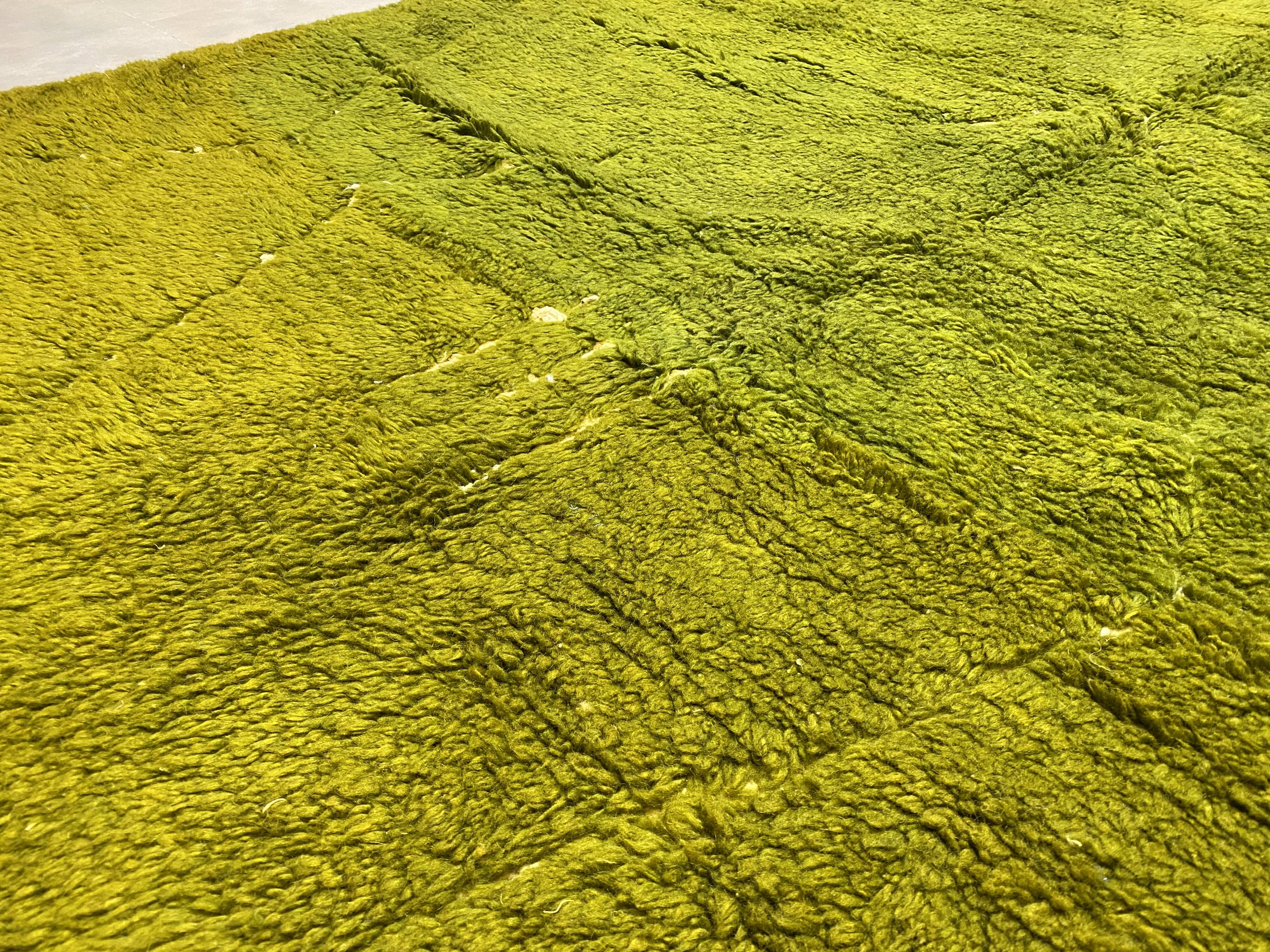 Green mrirt wool carpet - 210 x 310cm