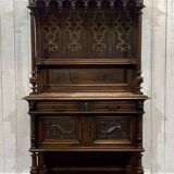 Gothic walnut sideboard with marble top, early 20th century