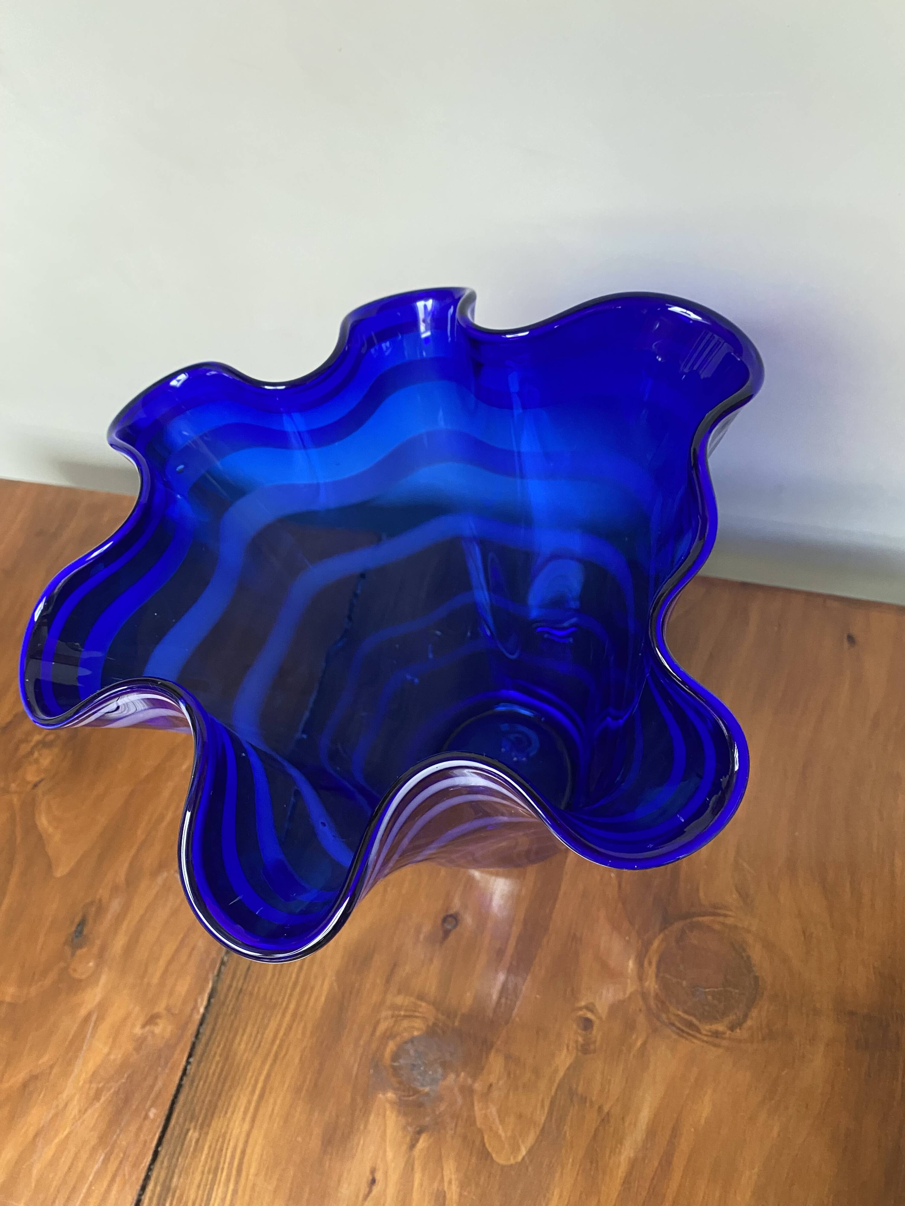 cobalt blue handkerchief vase