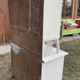Vintage Glass & Painted Wood Kitchen Cupboard, 1930s
