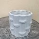 White earthenware flowerpot with bamboo decoration, signed and numbered