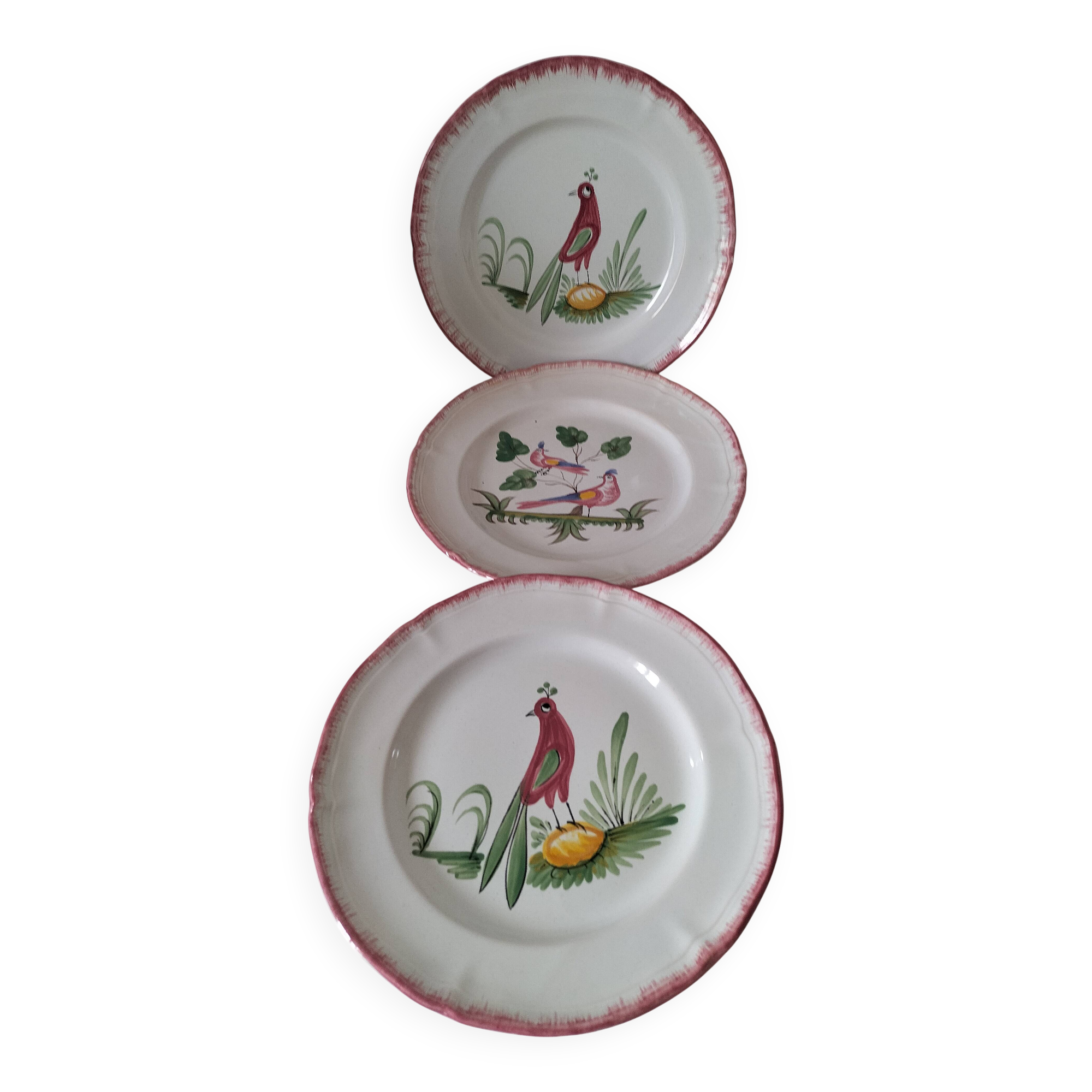 Set of 3 vintage Sainte-Radegonde earthenware plates