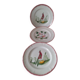 Set of 3 vintage Sainte-Radegonde earthenware plates