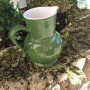 Pitcher ball in glazed green ceramic vintage 60s-70s