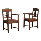Pair of Amsterdam School Art Deco armchairs, Netherlands, 1930s