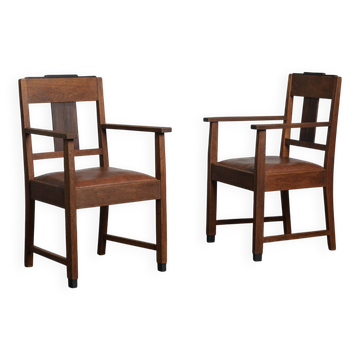 Pair of Amsterdam School Art Deco armchairs, Netherlands, 1930s