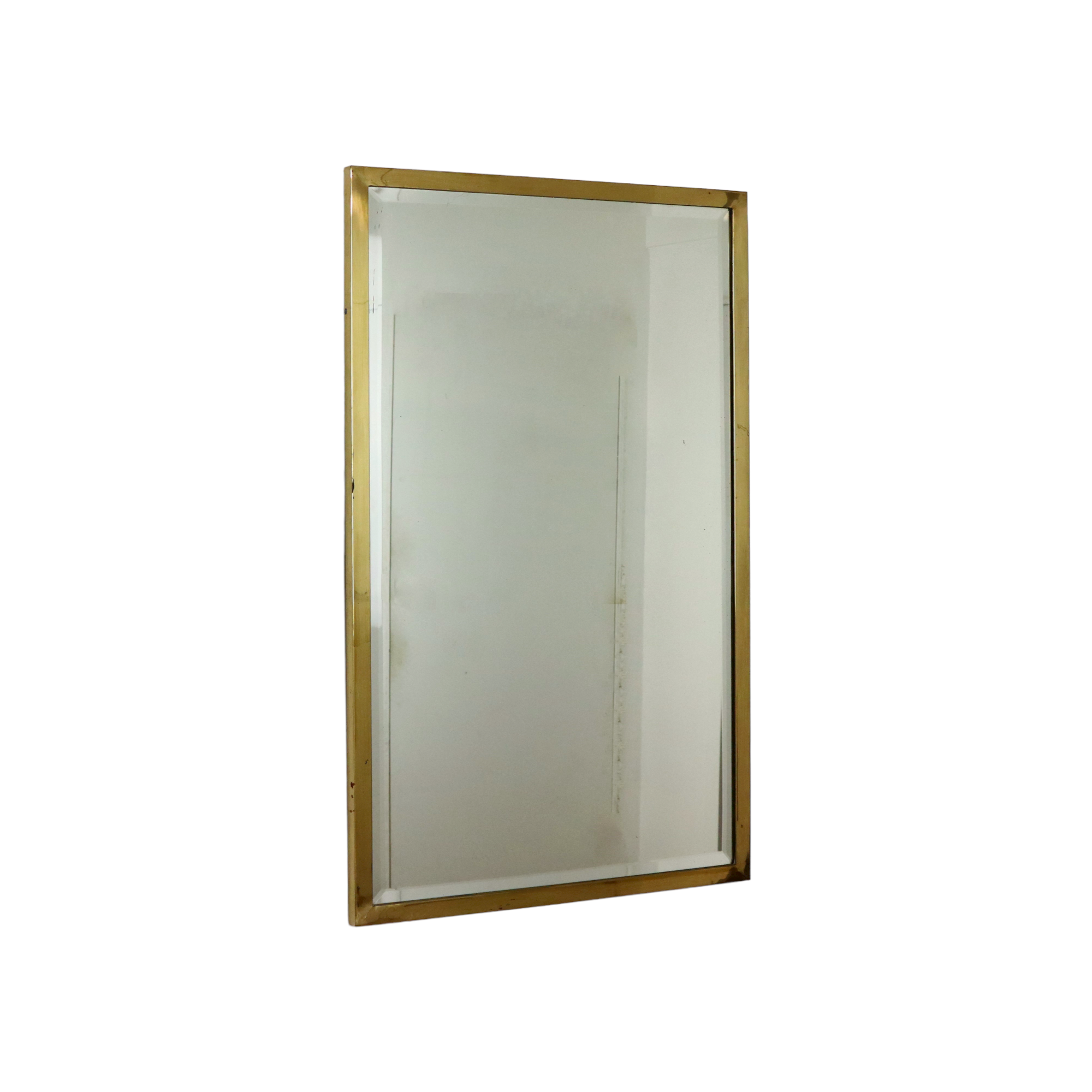 Heavy gold mirror brass faceted hollywood regency 79x48cm