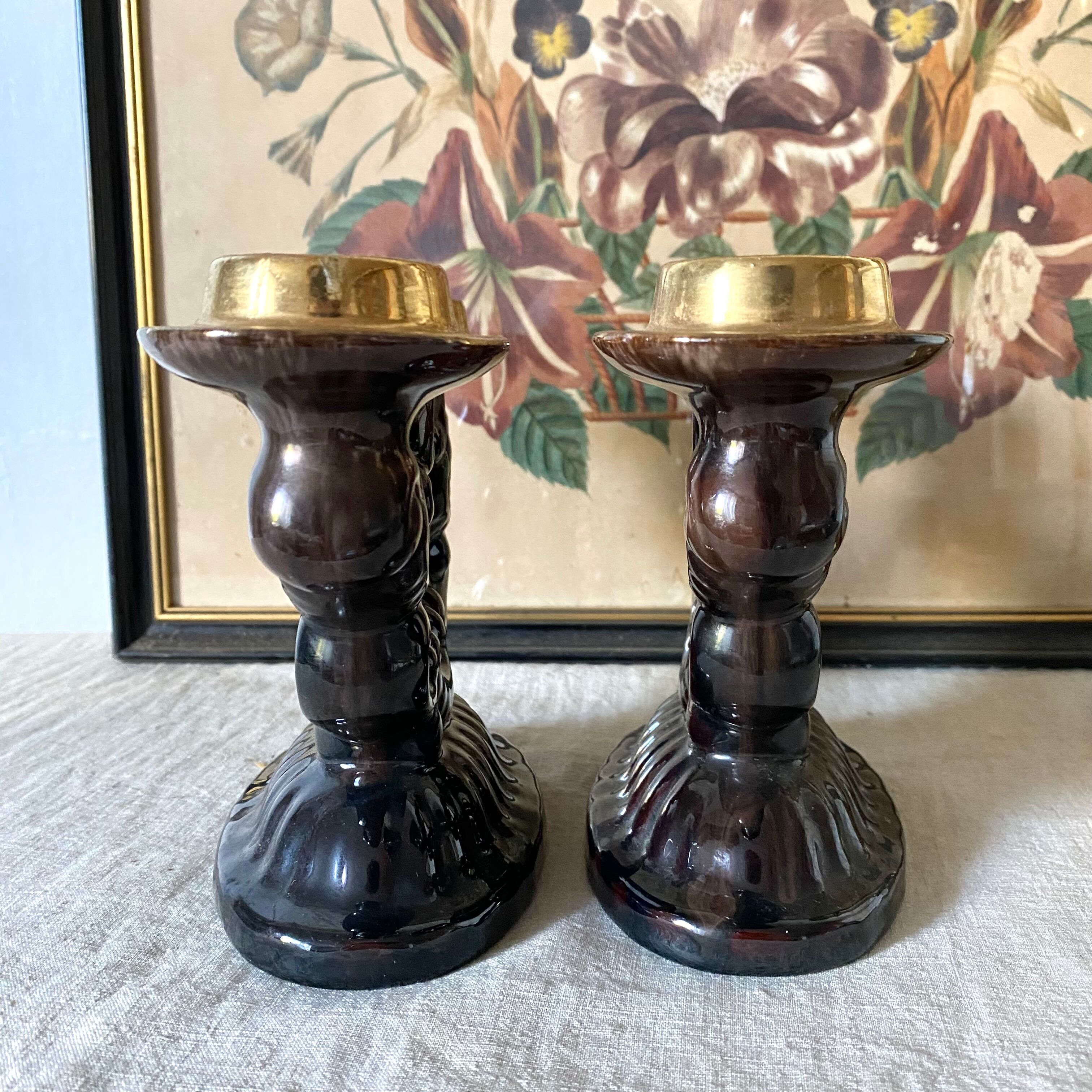 Pair of vintage ceramic candlesticks from the 1950s