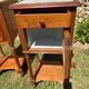 Pair of wooden and white marble bedside tables circa 1900