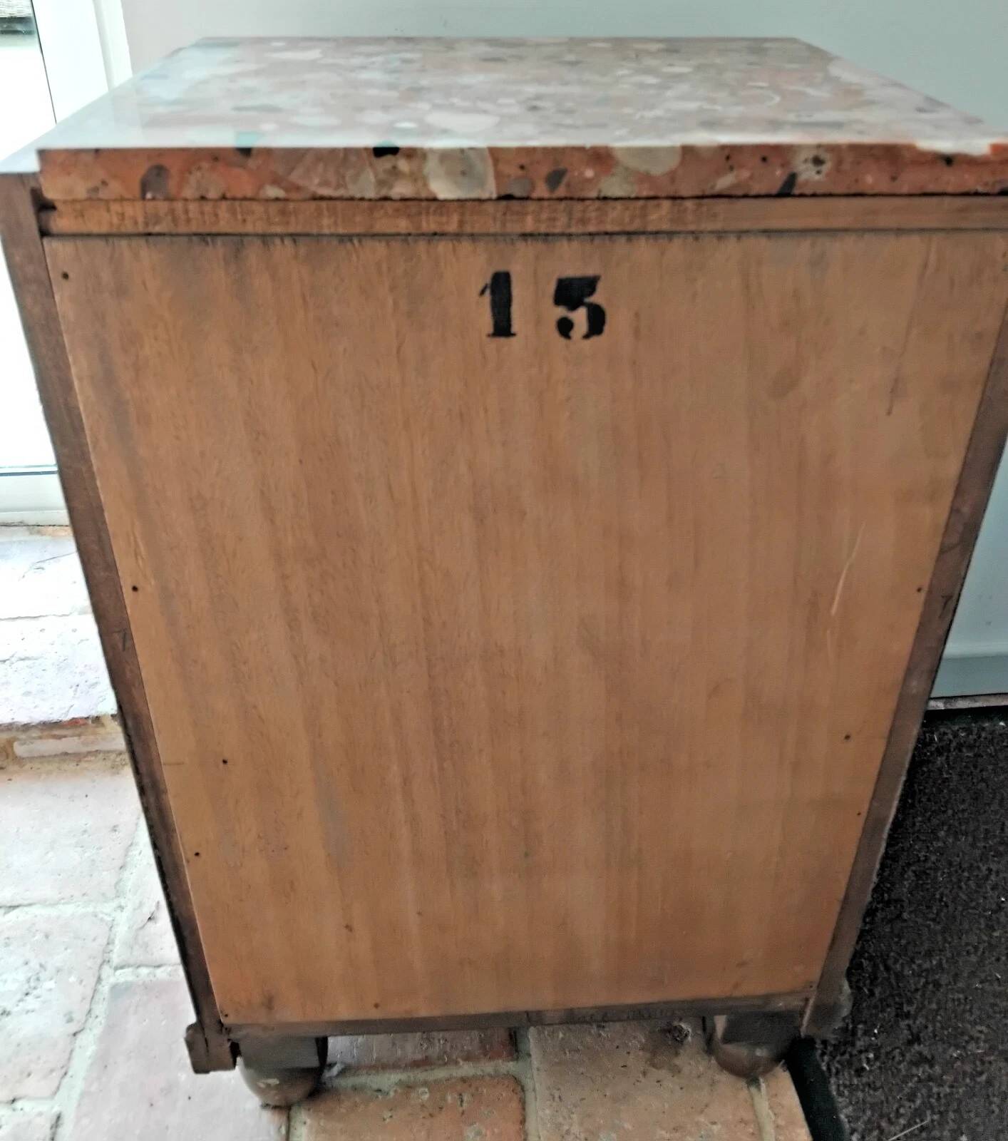 Vintage Wooden Nightstand with Marble Top