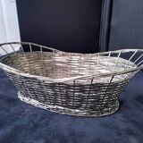 Basket, old basket in woven silver metal wire
