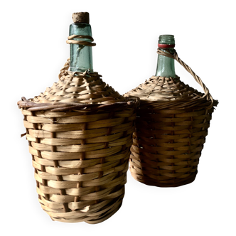 Lot of 2 old green canisters