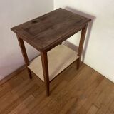 Pedestal table, side table, coffee table in old wood