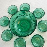 Saladier et 8 coupelles en verre Arcoroc