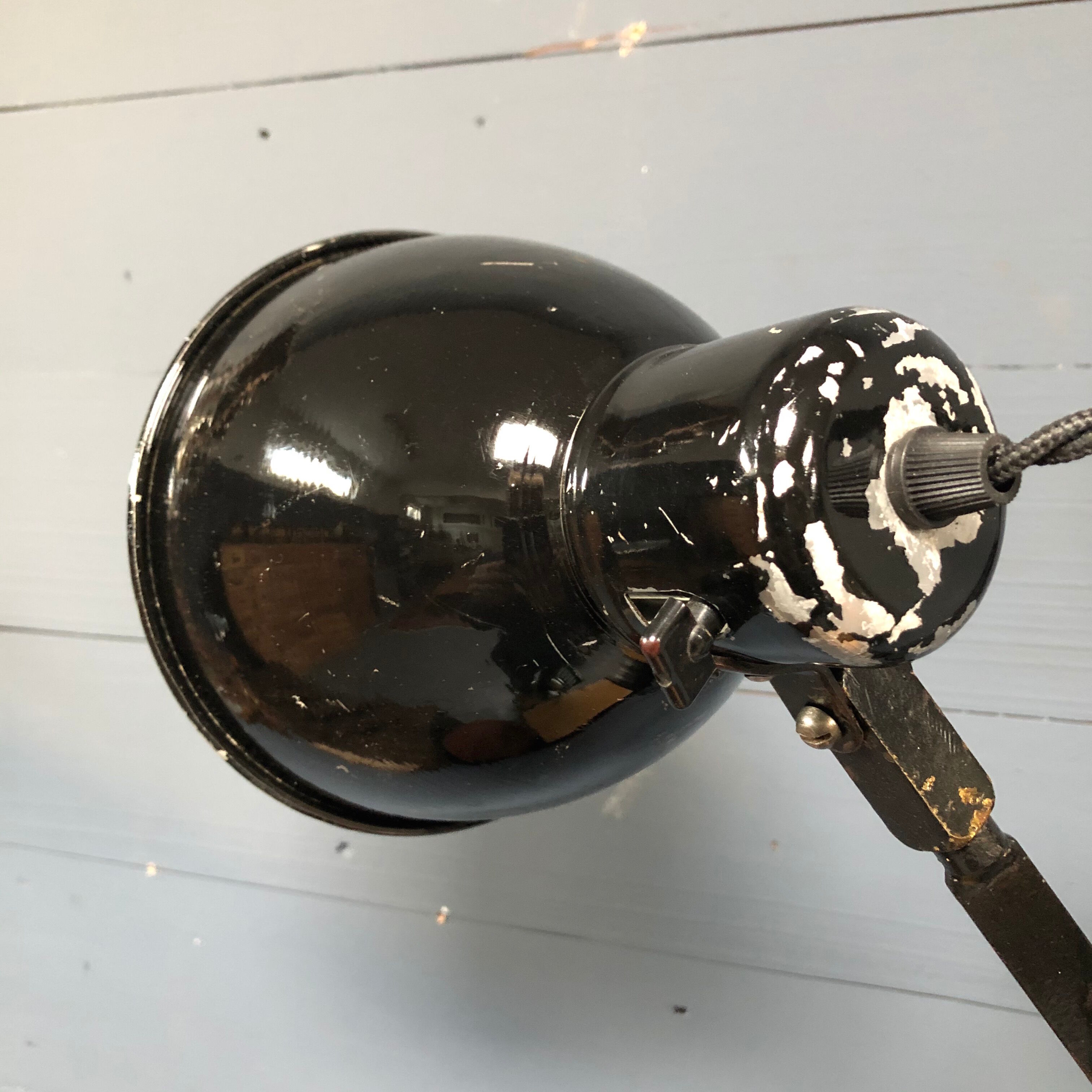 XL black scissor lamp from PeHaWe Leuchten Dresden, German 1940s