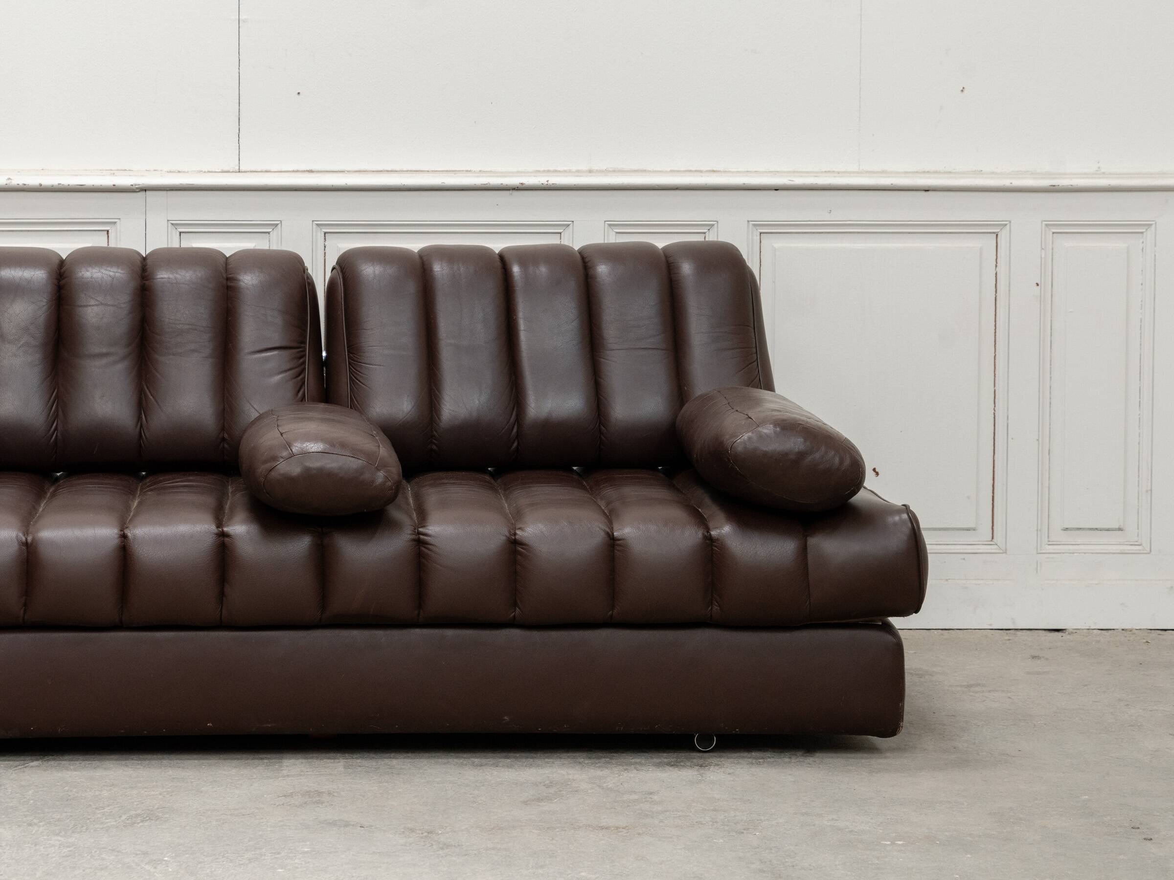 Canapé vintage DS 85 en cuir marron par De Sede 1980