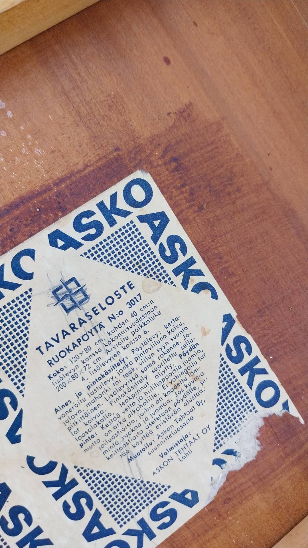 Asko table Scandinavian 1960s Finland
