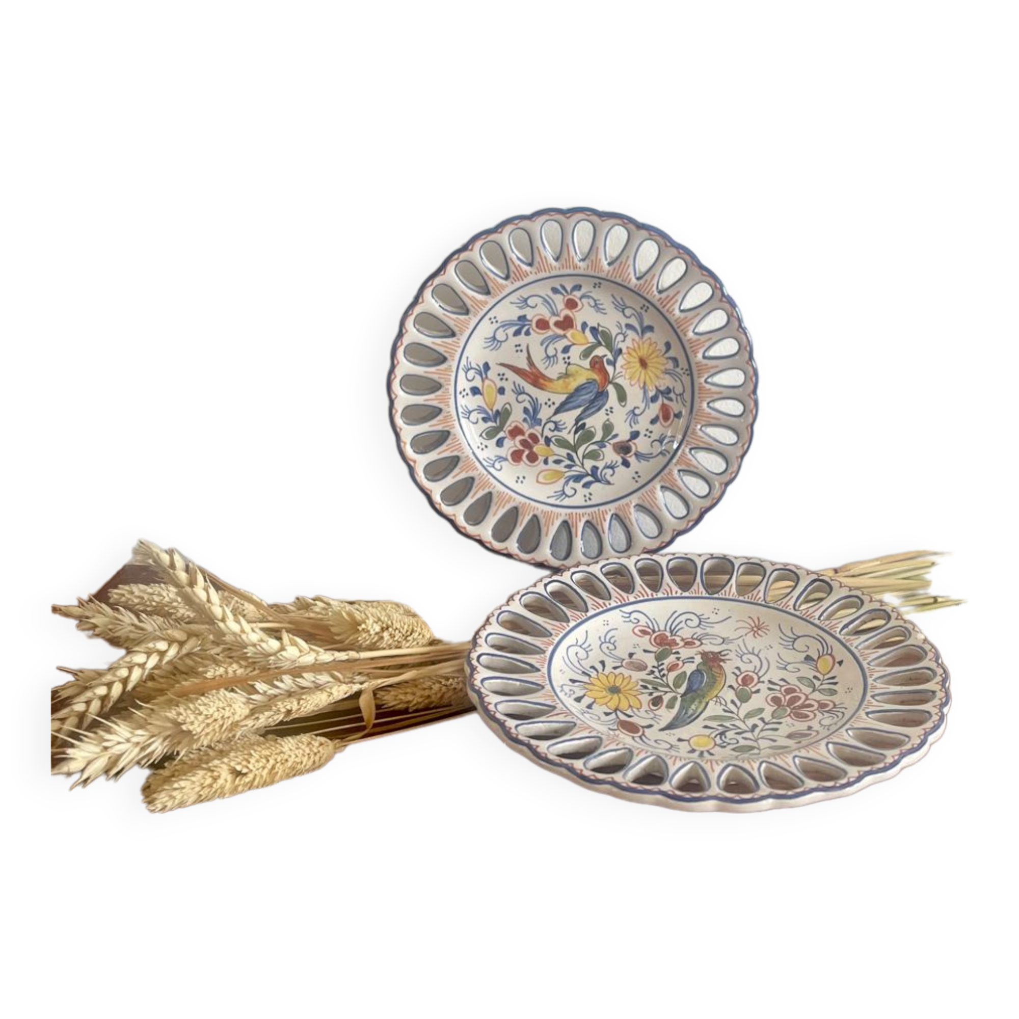 Pair of Rouen earthenware plates