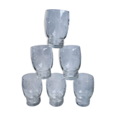 Lot de 6 verres à eau en cristal gravé années 50
