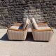 Paire de fauteuils vintage en bois et tissu