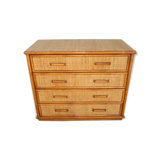 Vintage rattan bamboo chest of drawers