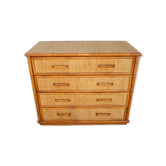 Vintage rattan bamboo chest of drawers