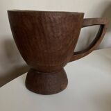 Midcentury Cubist XXXL Cup in West African Monoxyl Wood