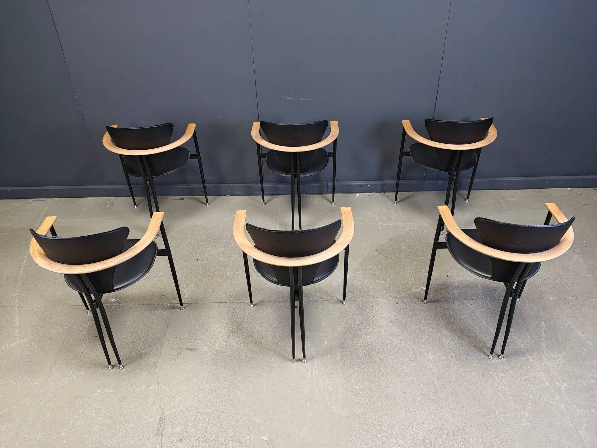 Vintage leather armchairs by Arrben Italy, 1980s - set of 6