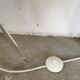 Lampadaire seventies totem, chrome et daim