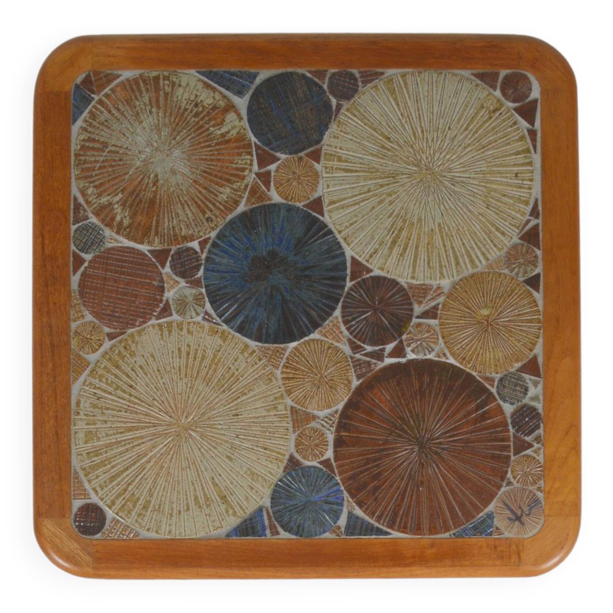 Coffee table with ceramic work by Tue Poulsen for Haslev Møbelsnedkeri, 1960s