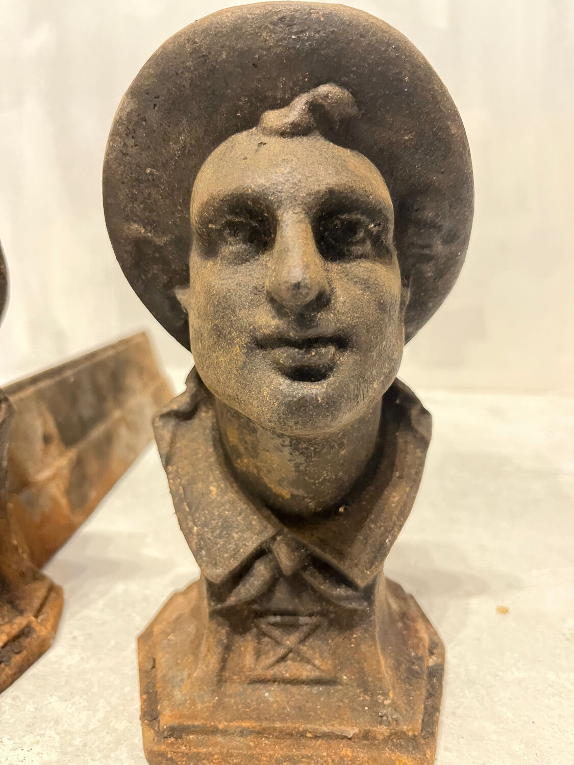 Pair of Heavy Antique Chenets (Fireplace Andirons) – Cast Metal, 10–15