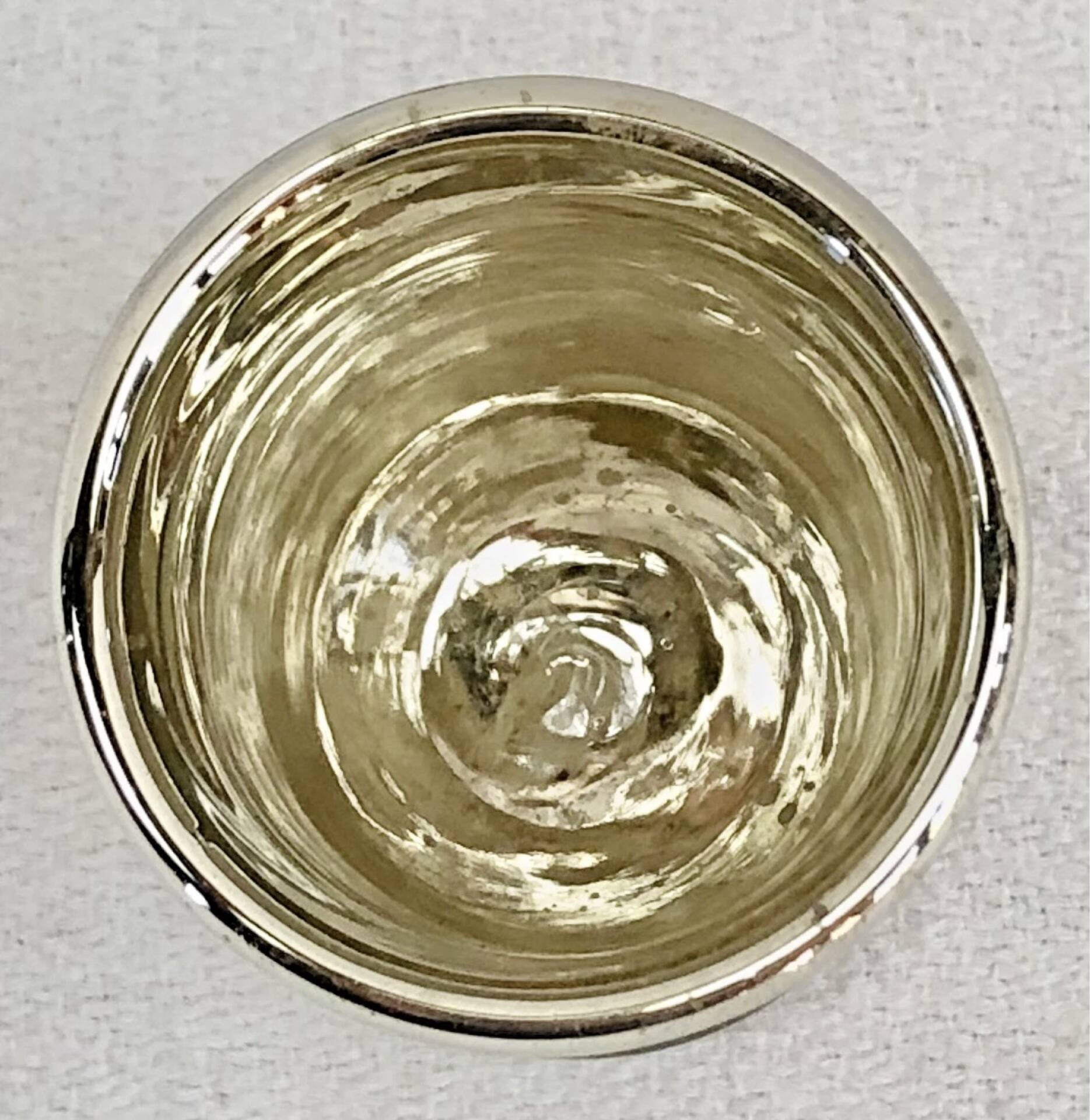 Painted blown glass egg cup with mercury gilding, 19th century.