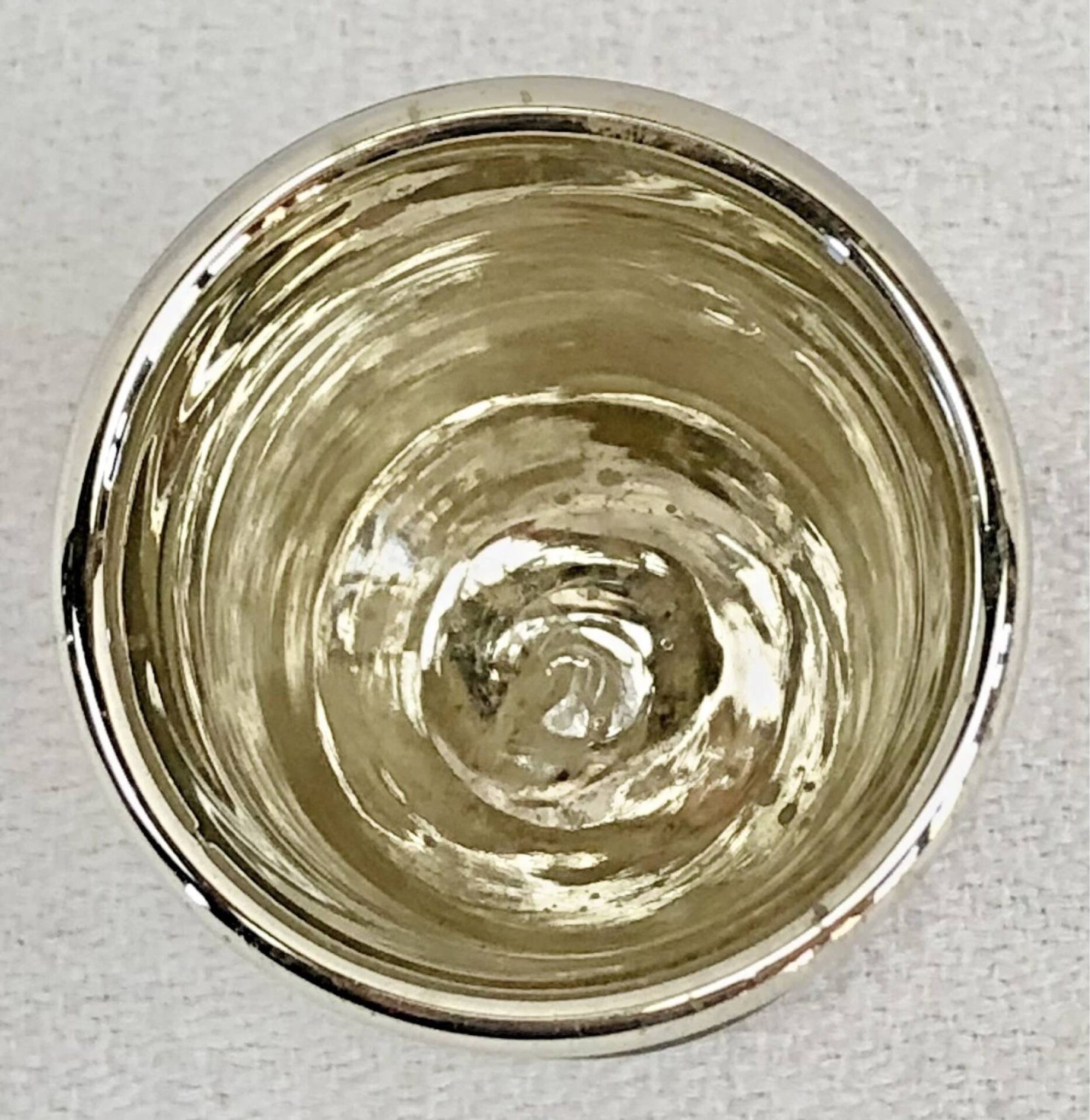 Painted blown glass egg cup with mercury gilding, 19th century.
