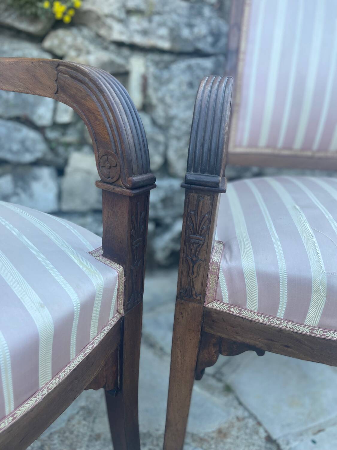 Pair of French mahogany armchairs from the Restoration period