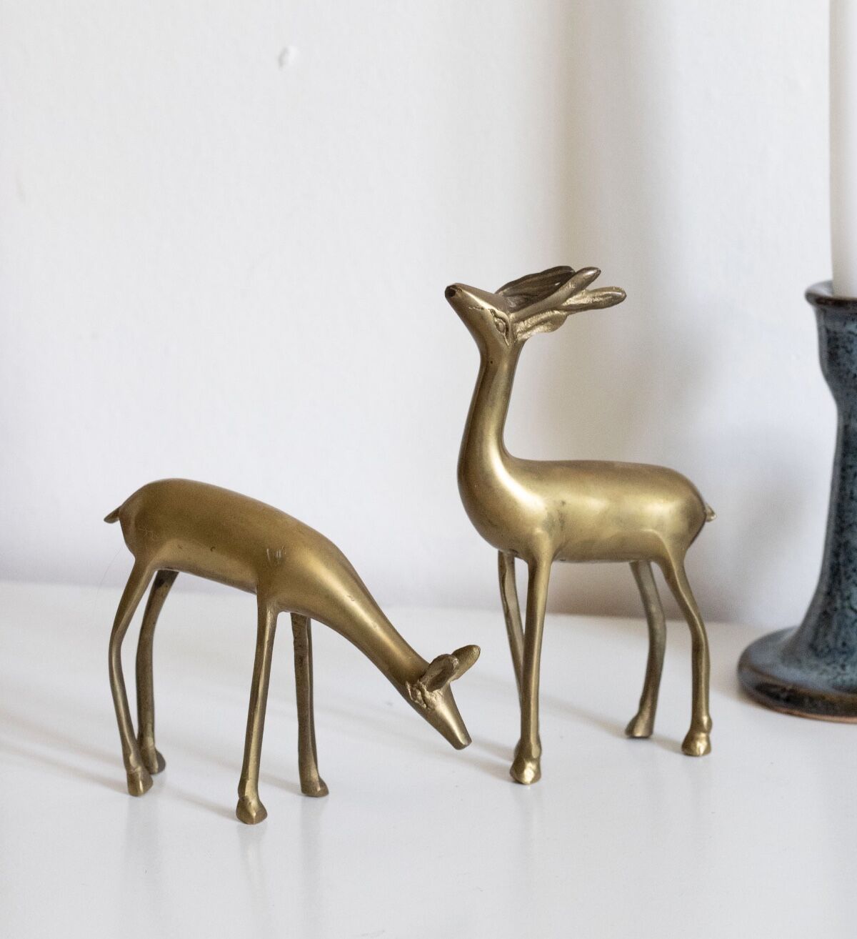 Vintage brass deer and doe