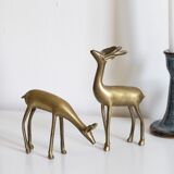 Vintage brass deer and doe