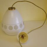 Space age style pendant lamp in opaque glass and granite