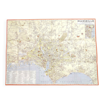 Vintage map of Marseille 1970