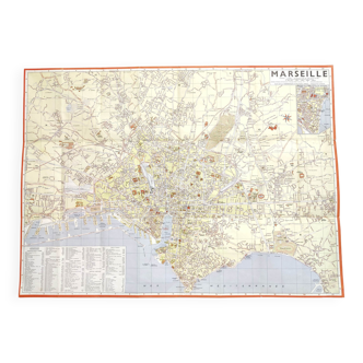 Carte plan vintage Marseille 1970