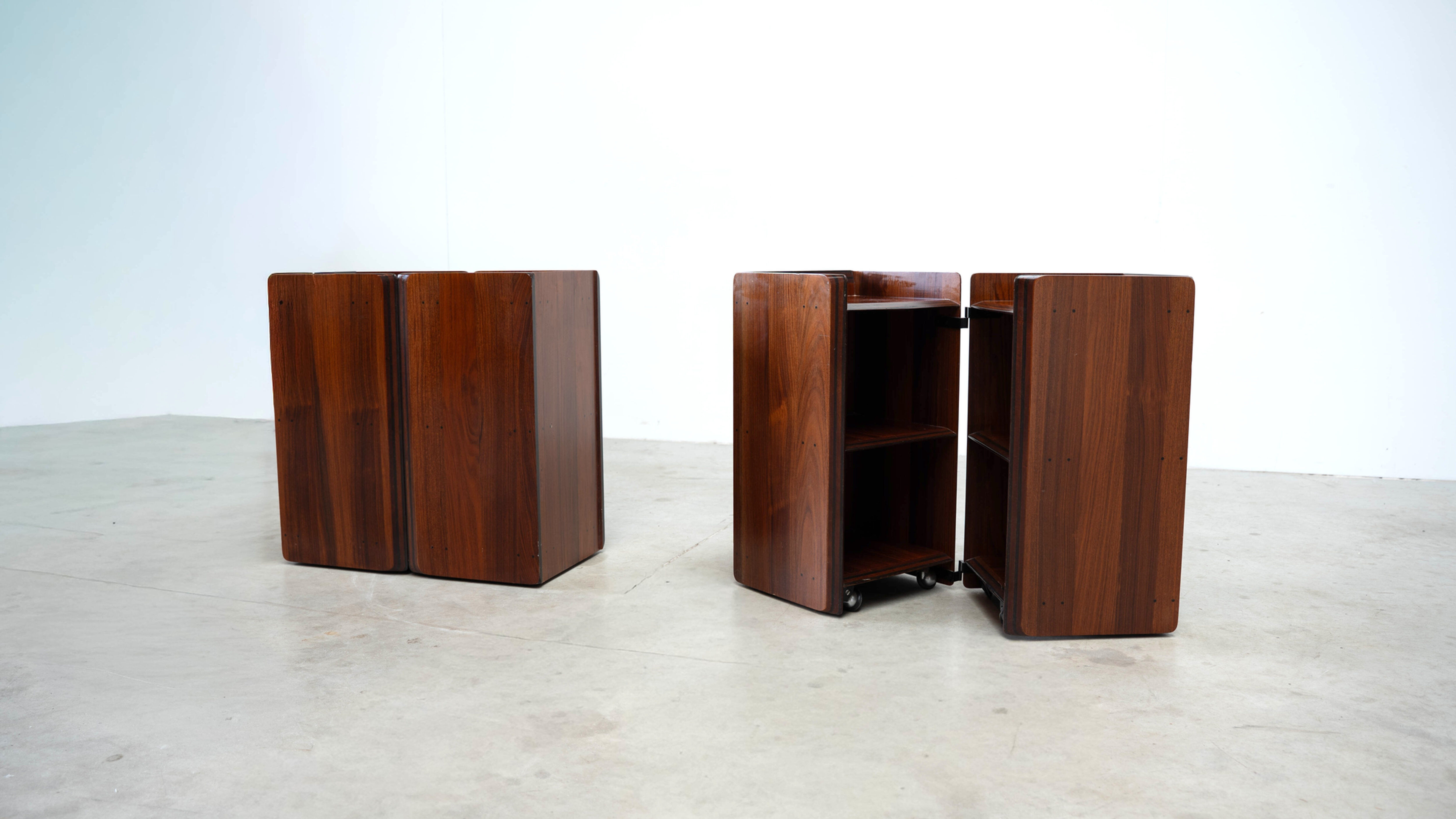 Rare rosewood side cabinets Afra Tobia Scarpa for Maxalto