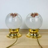 Pair of Mazzega Murano Hollywood Regency gold lamps