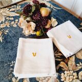 8 Anagram “V” Orange cotton fabric napkins