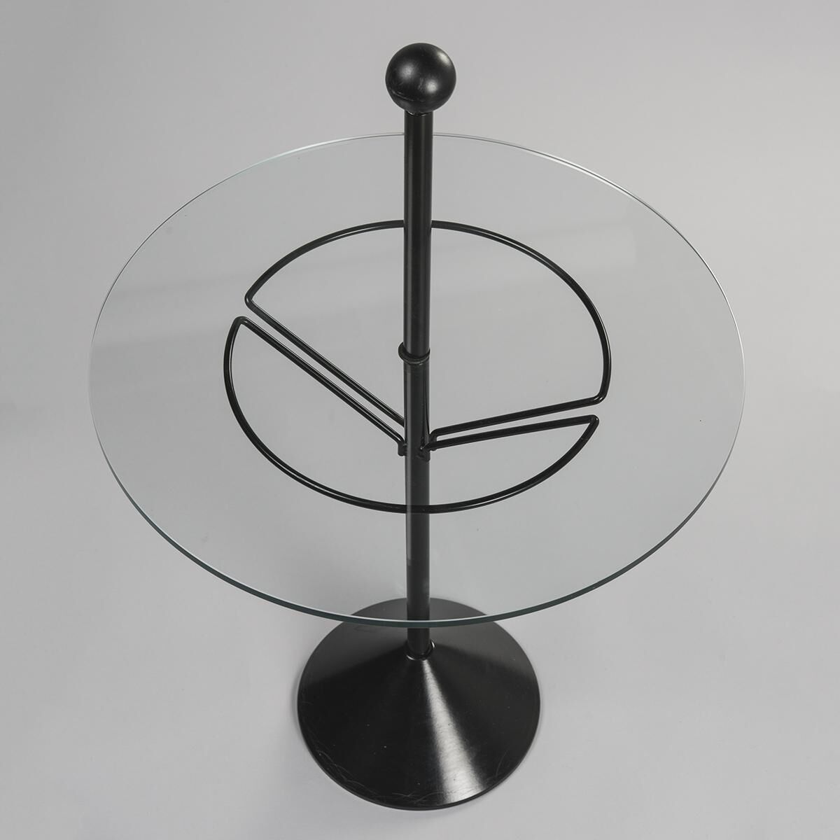 Side table in steel and glass, circa 1980