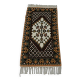 Tunisian Wool Rug Handcrafted in Traditional Anatolian Turkish Style