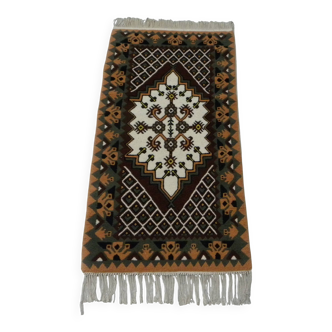 Tunisian Wool Rug Handcrafted in Traditional Anatolian Turkish Style