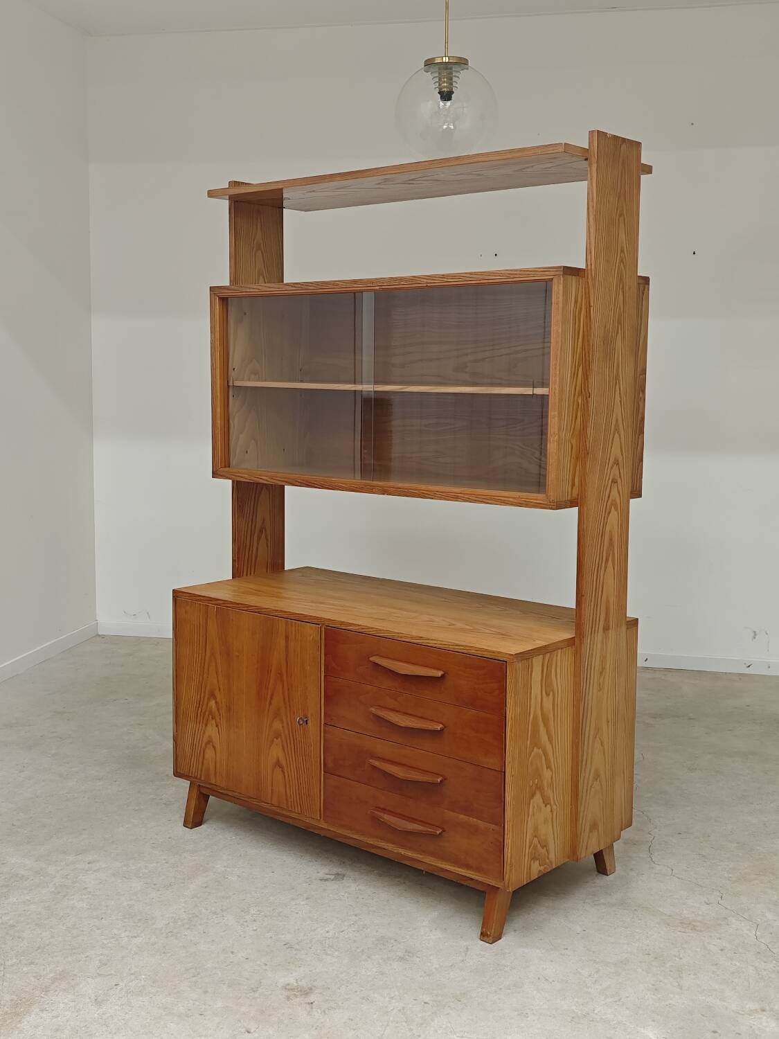 High sideboard, wooden display cabinet by Frantisek Jirak – 1960