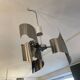 Vintage 3-bulb space age chandelier in aluminium